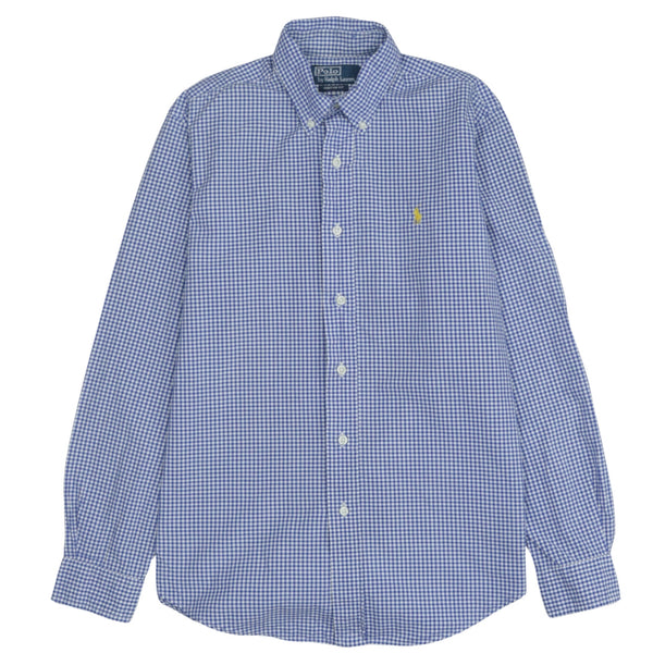 Vintage Polo Ralph Lauren 90's Men's Blue Cotton Button-Up Shirt Small