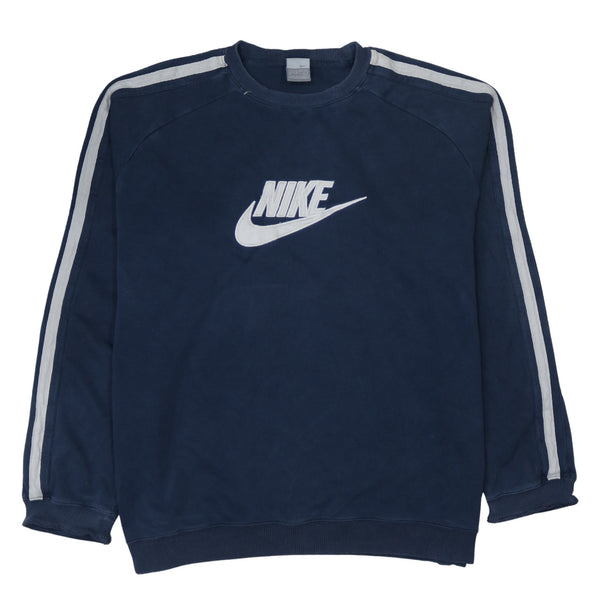 Nike 90's Center Middle Swoosh Crew Neck Sweatshirt XXLarge (2XL) Navy Blue