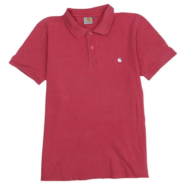 Carhartt Burgundy Red Polo Shirt Men's Medium Slim Fit Embroidered Chest Logo Casual Top