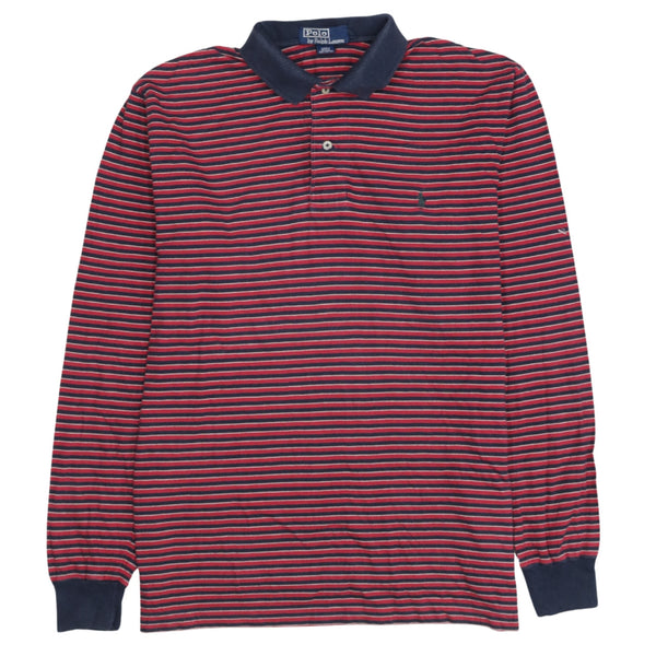 Polo Ralph Lauren 90's Long Sleeve Quarter Button Polo Shirt Medium Red