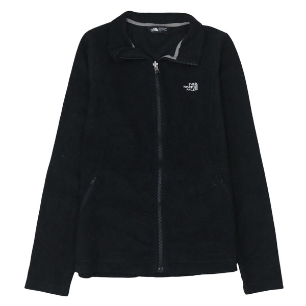 The North Face Black Fleece Jacket Women’s Medium Embroidered Chest Logo Zip Pockets Outerwear