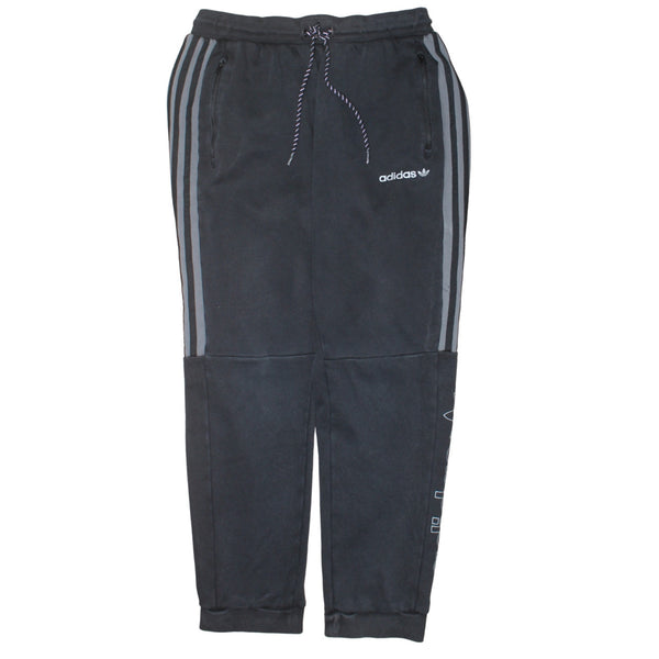 Adidas Black Joggers Men’s Large Three Stripe Zip Pockets Embroidered Trefoil Sweatpants