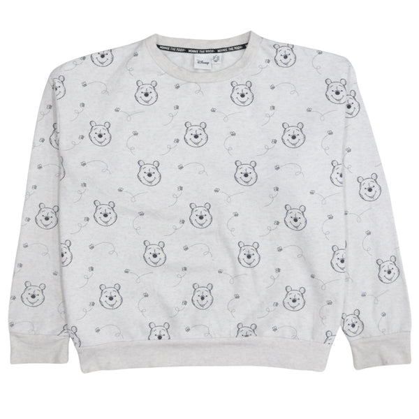 Disney 90's Winnie The Pooh Crew Neck Sweatshirt Medium Grey