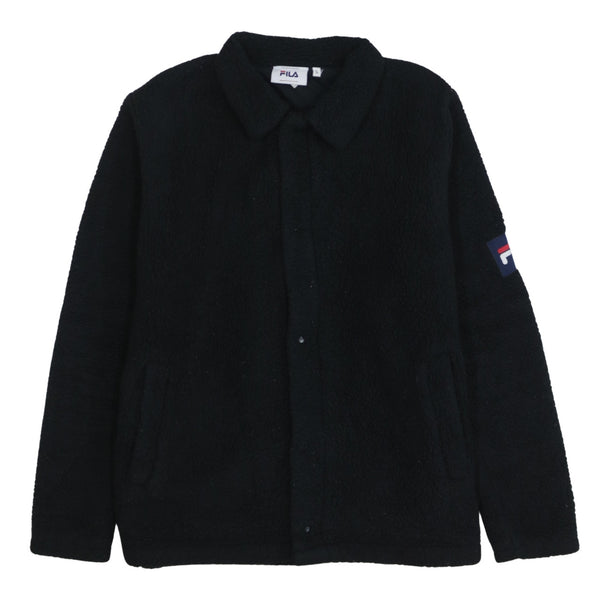 Fila Black Fleece Jacket Men's Small Large Back Embroidered Logo Snap Front Outerwear