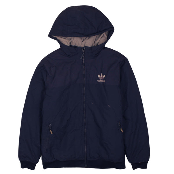 Adidas 90's Hooded Full Zip Up Windbreaker Medium Navy Blue