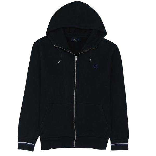 Fred Perry Black Zip Hoodie Men’s XXLarge Embroidered Laurel Wreath Logo Pockets Sweatshirt