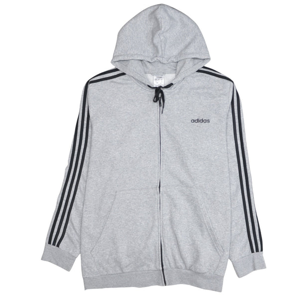 Adidas 90's Striped Sleeve Full Zip Up Hoodie XXLarge  Grey