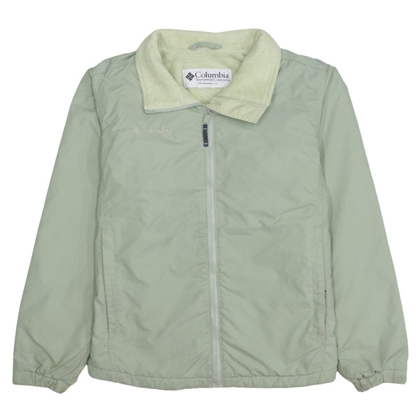 Columbia Light Sage Green Jacket Men's Medium Full Zip Fleece Lined Windbreaker Outerwear