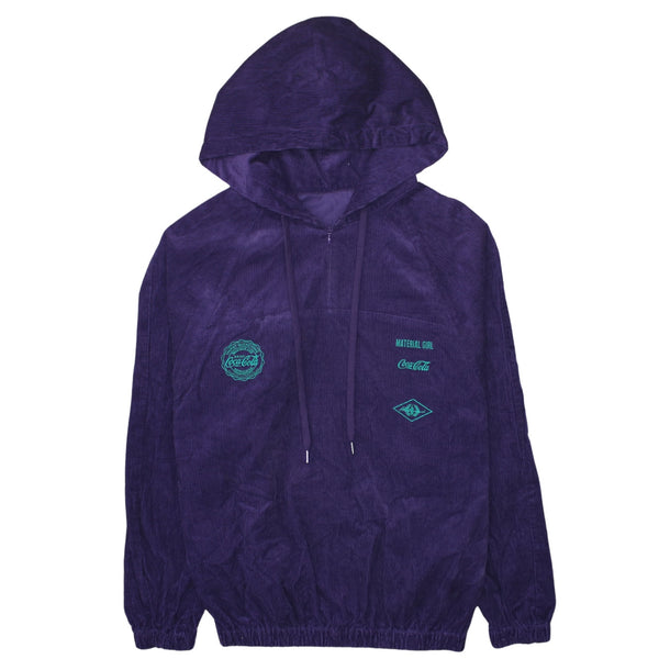 Coca Cola 90's Lightweight Quarter Zip Hoodie Large  Purple