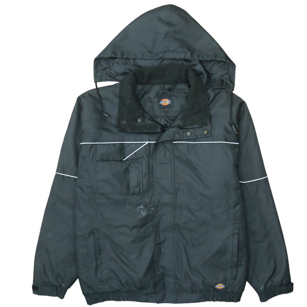 Dickies Black Hooded Jacket Men’s XLarge Reflective Trim Multi Pocket Workwear Coat