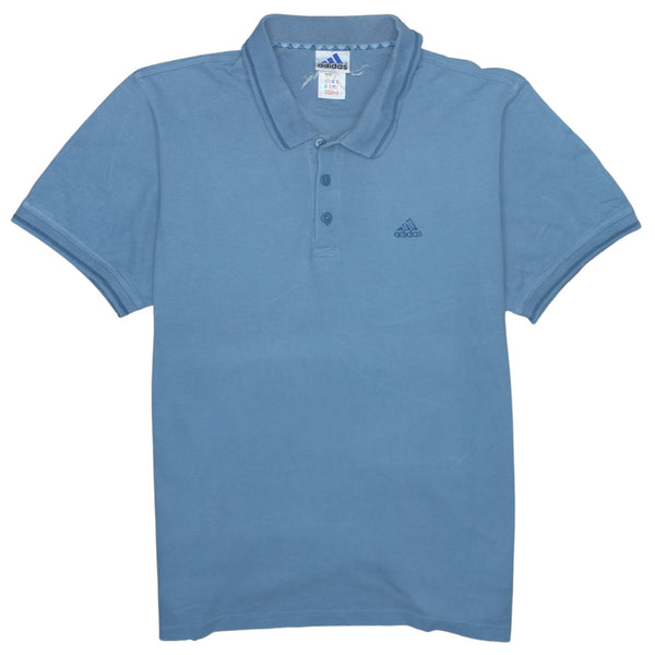Adidas 90's Short Sleeves Quarter Button Polo Shirt Medium Blue