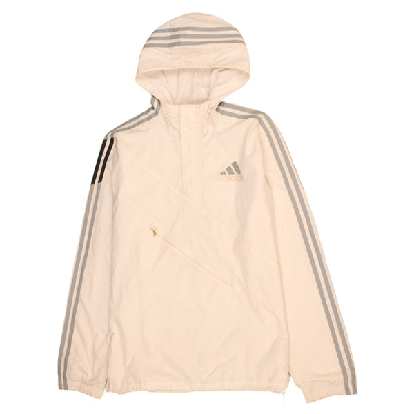 Adidas Vintage 90's Striped Sleeve Hooded Windbreaker, White S Men's
