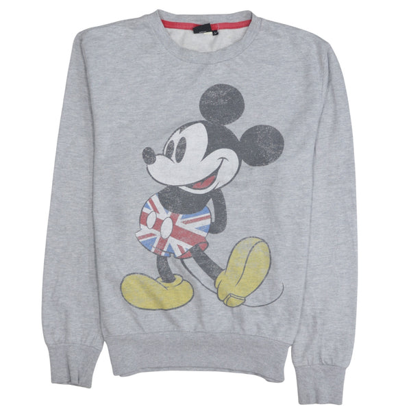 Disney 90's Mickey Mouse Crew Neck Sweatshirt Large Grey