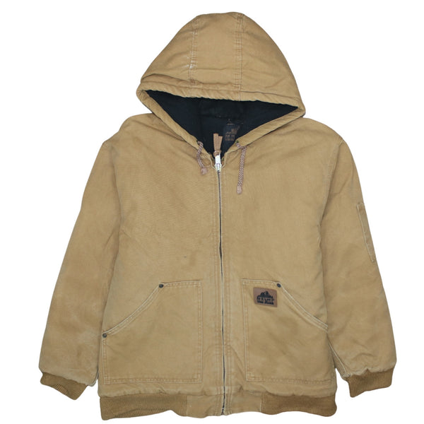 Old Mill 90's Plain Full Zip Up Windbreaker Medium Tan Brown