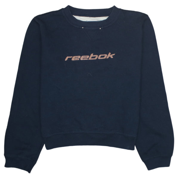 Reebok 90's Spellout Crew Neck Sweatshirt Medium  Navy Blue