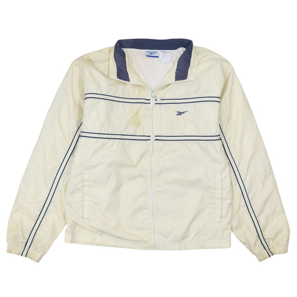 Reebok Vintage 90's Lightweight Full Zip Windbreaker Large Beige Cream