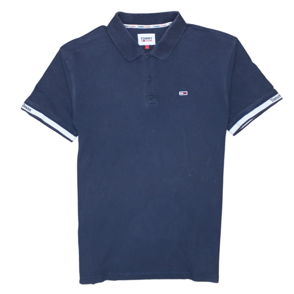 Tommy Jeans 90's Short Sleeves Quarter Button Polo Shirt Large Navy Blue