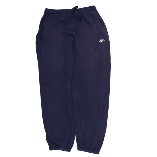 Nike 90's Swoosh Elasticated Waistband Drawstrings Joggers / Sweatpants Small Navy Blue