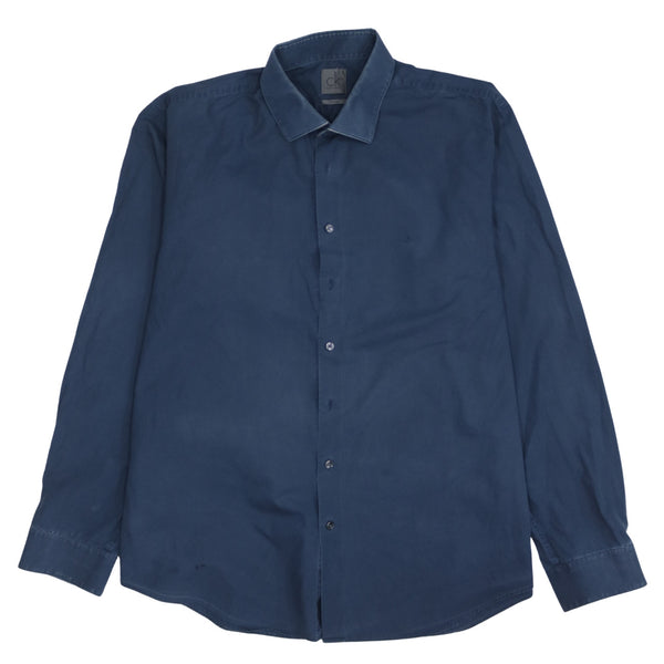 Calvin Klein 90's Long Sleeve Button Up Shirt Large  Navy Blue
