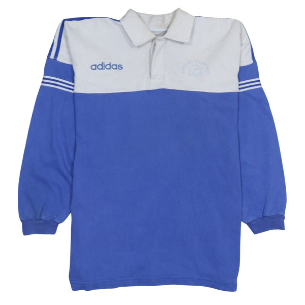 Adidas 90's Long Sleeve Quarter Button Polo Shirt XLarge  Blue