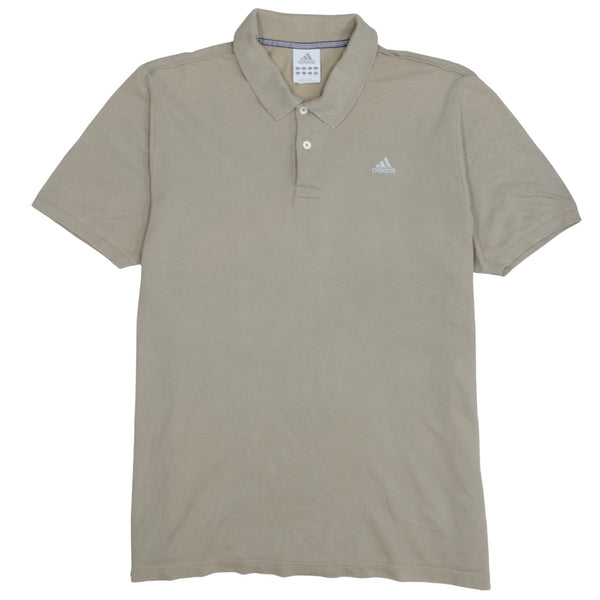 Adidas 90's Short Sleeves Quarter Button Polo Shirt XLarge Beige Cream