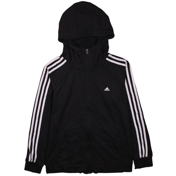 Adidas 90's Striped Sleeves Full Zip Up Hoodie Large Black