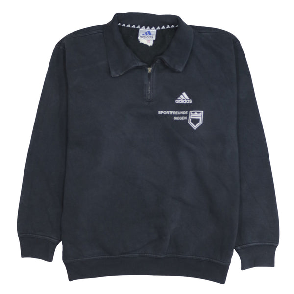 Adidas 90's Lightweight Quarter Zip Polo Shirt Medium  Black