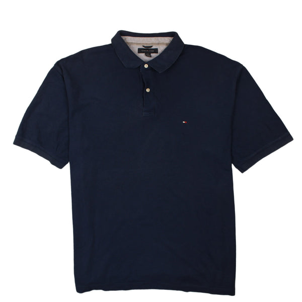 Tommy Hilfiger 90's Short Sleeves Quater Button Polo Shirt XXLarge (2XL) Navy Blue