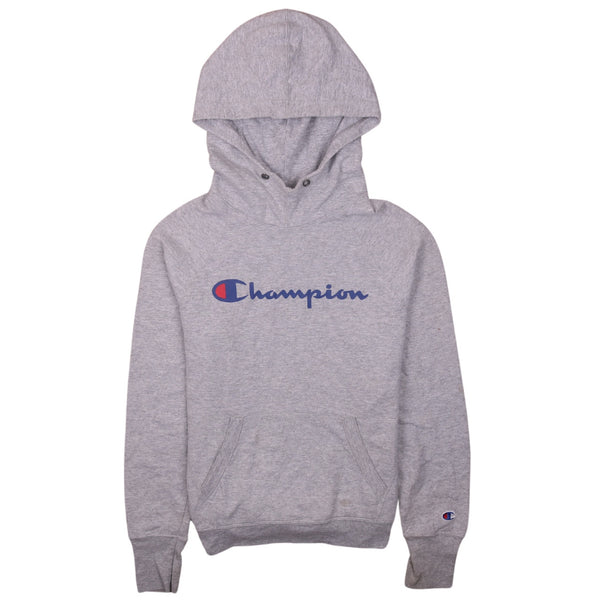 Champion 90's Spellout Pullover Hoodie XSmall Grey