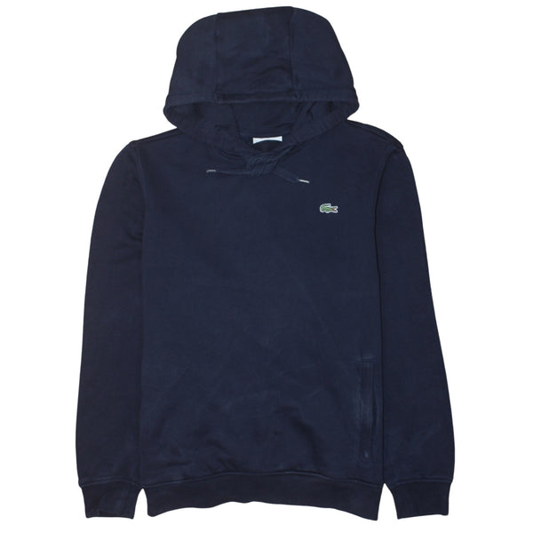 Lacoste Navy Blue Hoodie Women’s Large Embroidered Croc Logo Front Pocket Pullover Sweatshirt