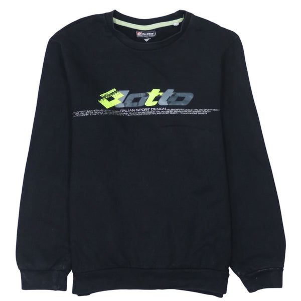 LOTTO 90's Spellout Crew Neck Sweatshirt Medium Black