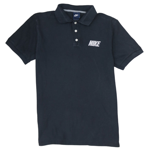 Nike 90's Short Sleeves Quarter Button Polo Shirt Medium Black