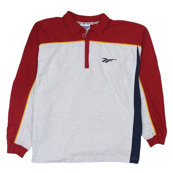 Reebok 90's Lightweight Quarter Zip Sweatshirt Large Grey