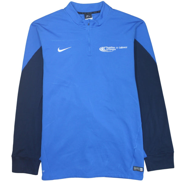 Nike Blue Quarter Zip Sweatshirt Women's XLarge Embroidered Swoosh Dumfries Galloway College Training Top