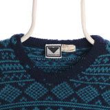 OberMeyer 90's Crewneck Knitted Coogi Style Jumper Small Blue