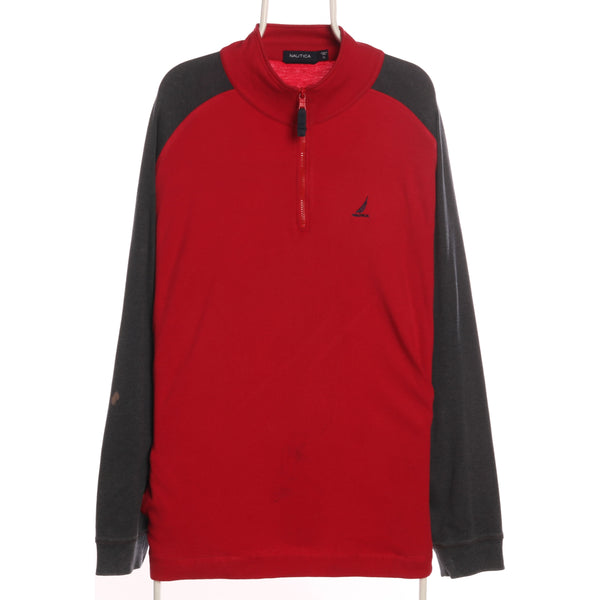 Nautica - Red and Grey Quarter Zip Sweatshirt - XLarge