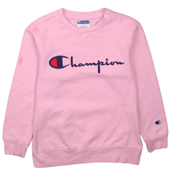 Champion 90's Spellout Crew Neck Sweatshirt Small Pink