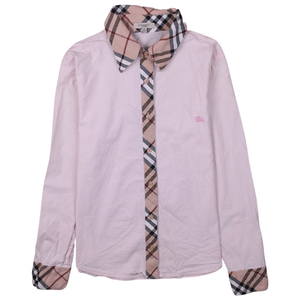 Burberry 90's Long Sleeves Button Up Shirt Medium Pink