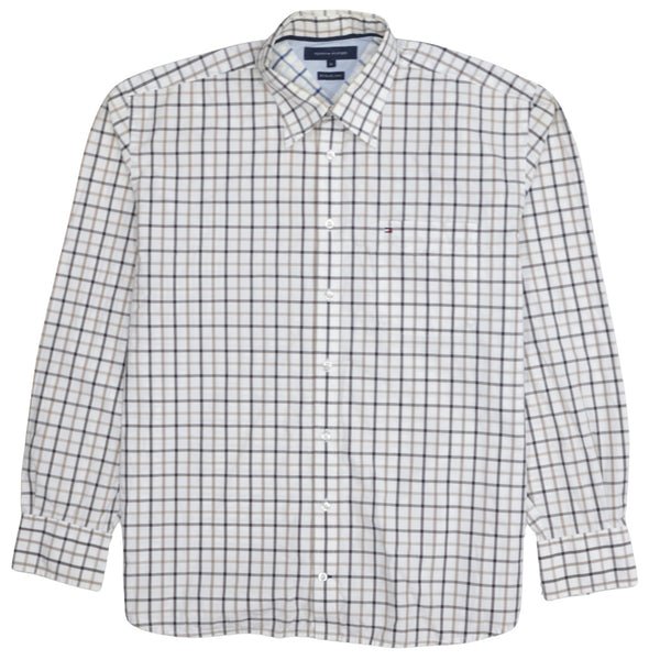Tommy Hilfiger 90's Long Sleeve Button Up Shirt XLarge Beige Cream