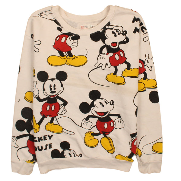 Disney 90's Mickey Mouse Crew Neck Sweatshirt Medium White