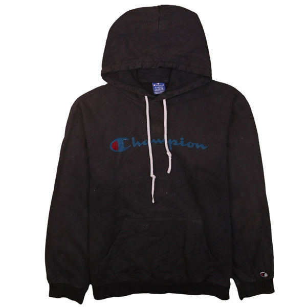 Champion 90's Spellout Pullover Hoodie XLarge Black