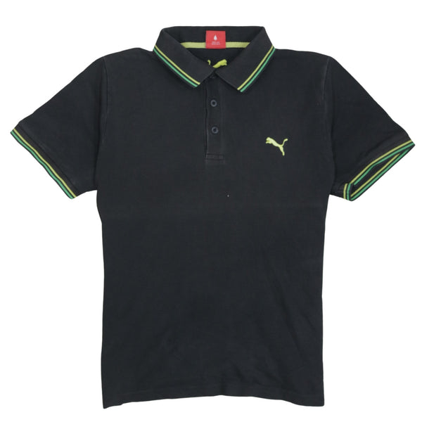 Puma 90's Short Sleeves Quarter Button Polo Shirt Medium Black