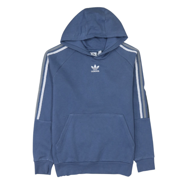 Adidas 90's Striped Sleeve Pullover Hoodie Large Navy Blue
