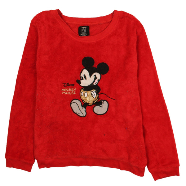 Diseny 90's Mickey Mouse Crew Neck Fleece Jumper XLarge (missing sizing label) Red