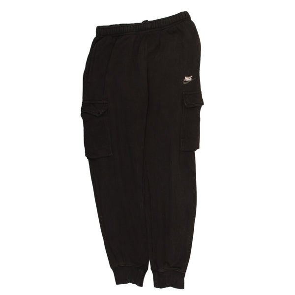 Nike 90's Swoosh Elasticated Waistband Drawstrings Joggers / Sweatpants Medium Black