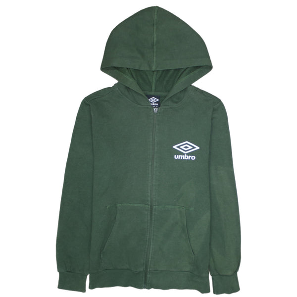 Umbro 90's Drawstring Pockets Full Zip Up Hoodie Large Green