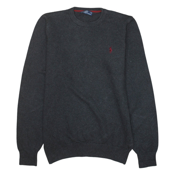 Polo Ralph Lauren Charcoal Jumper Women’s Medium Embroidered Red Pony Logo Knit Sweater