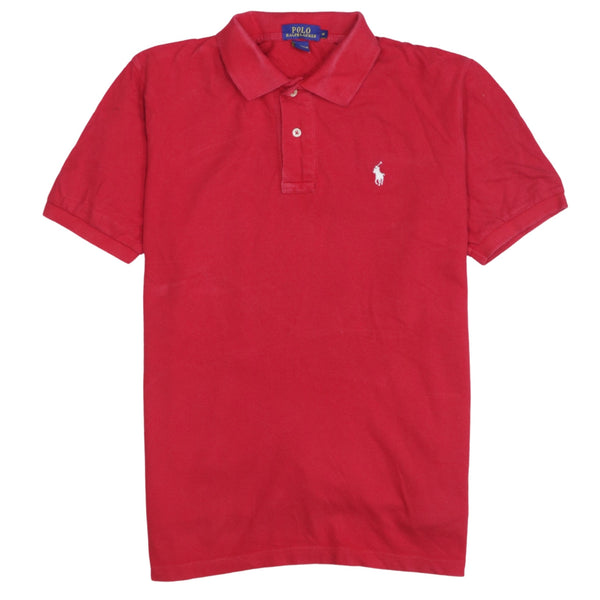 Polo Ralph Lauren 90's Short Sleeves Quarter Button Polo Shirt Medium Red