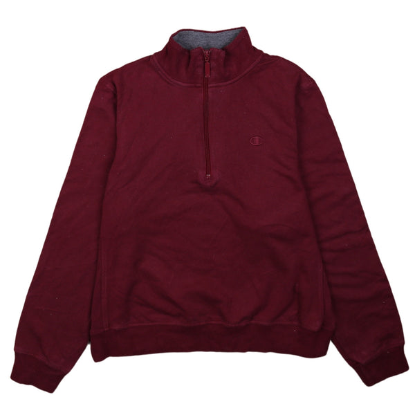 Champion 90's Quater Zip Sweatshirt Medium Burgundy Red