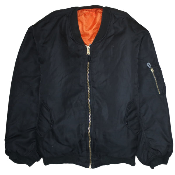 Retro 90's Plain Full Zip Up Windbreaker XLarge  Black